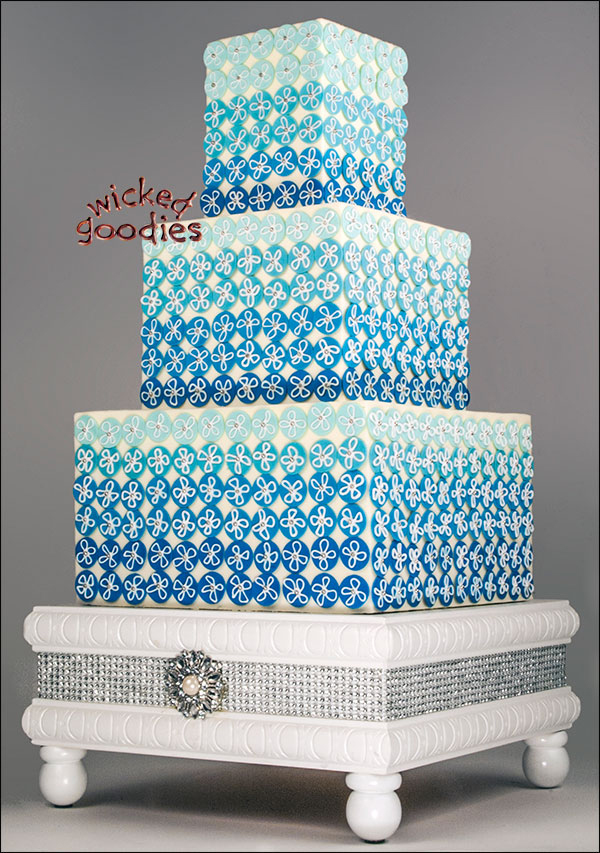 Blue Ombre Bling Wedding Cake